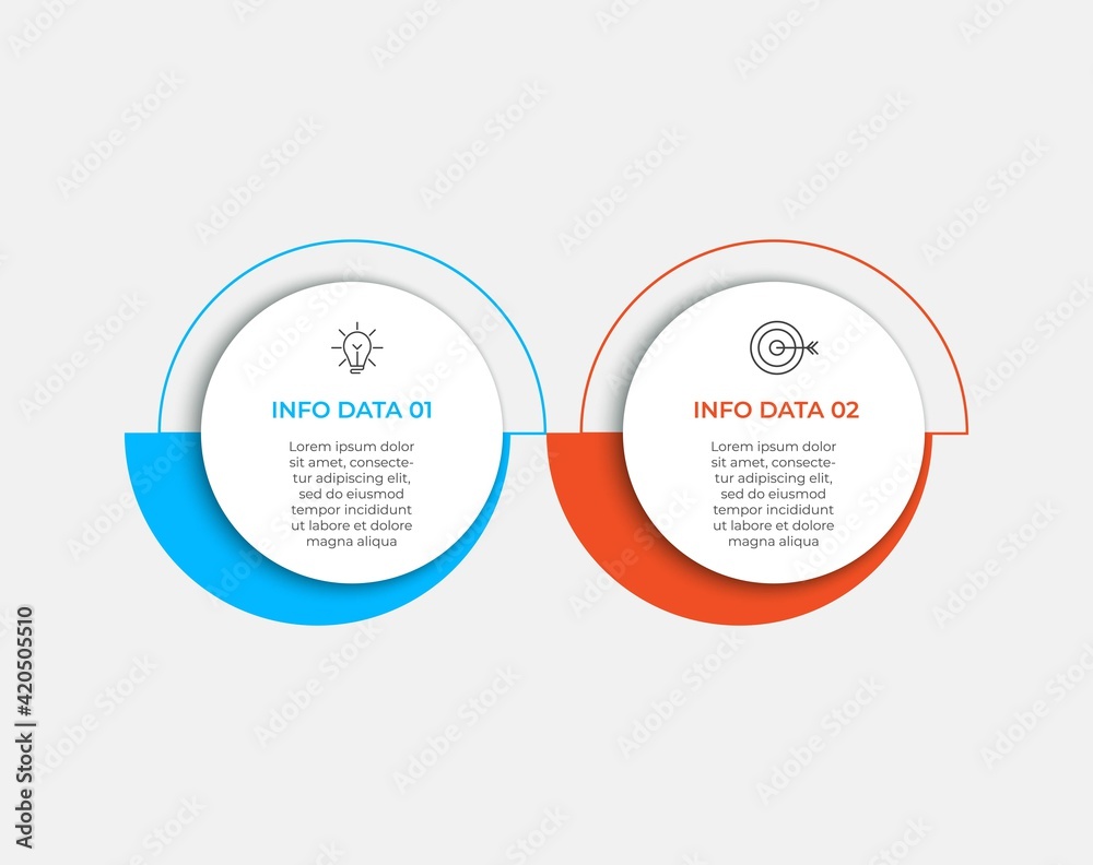 Business Infographic design template Vector with icons and 2 options or steps. Can be used for process diagram, presentations, workflow layout, banner, flow chart, info graph Business Infographic design template Vector with icons and 2 options or steps. Can be used for process diagram, presentations, workflow layout, banner, flow chart, info graph