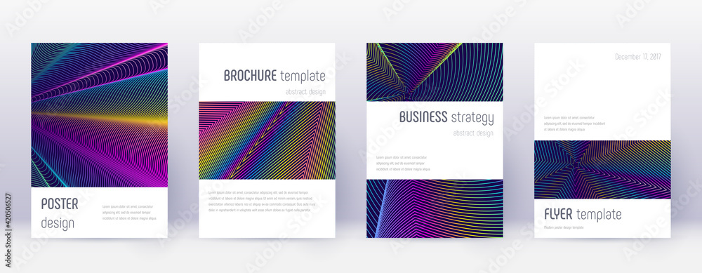 Art business card. Abstract lines modern brochure template. Vibrant gradients geometry on vibrant gradients background. Amazing cover, brochure, poster, book etc.