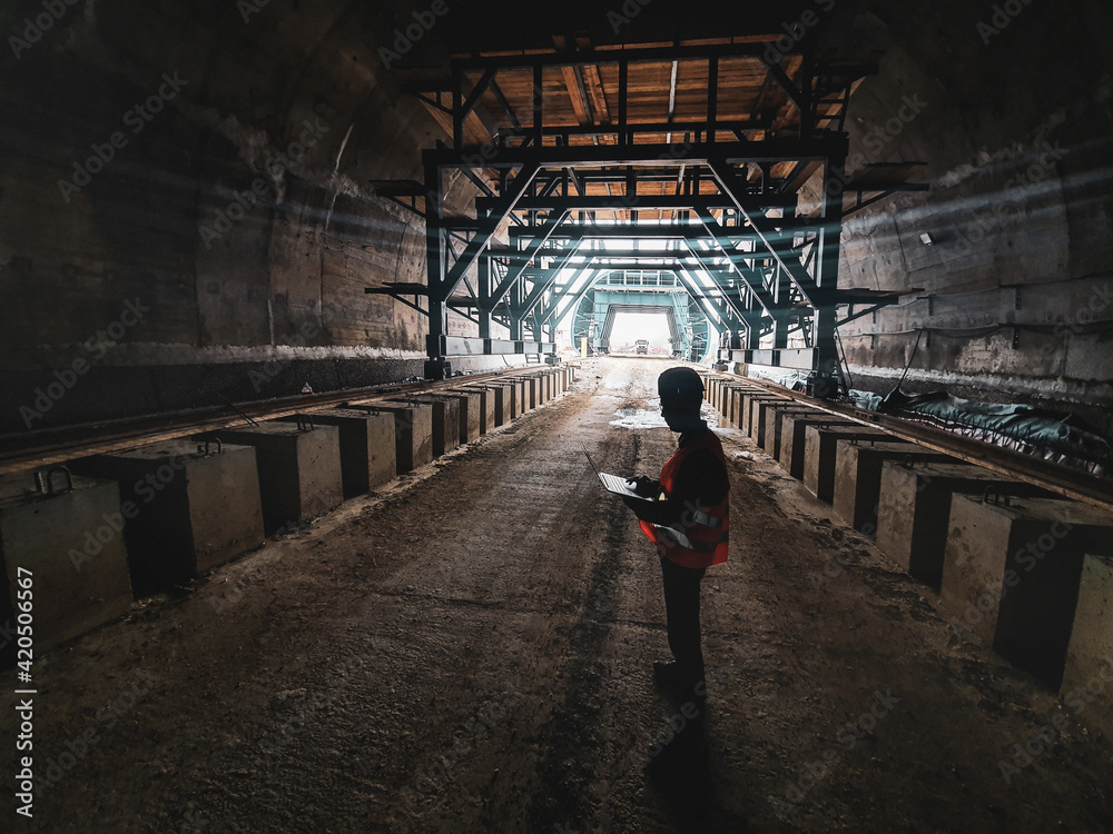Industrial Engineer in an underconstructed tunnel