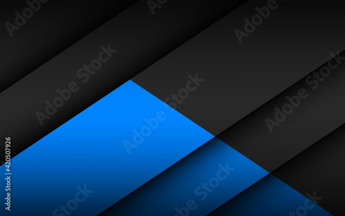 Black and blue material design background overlap layers. Modern web wallpaper. Widescreen vector illustration
