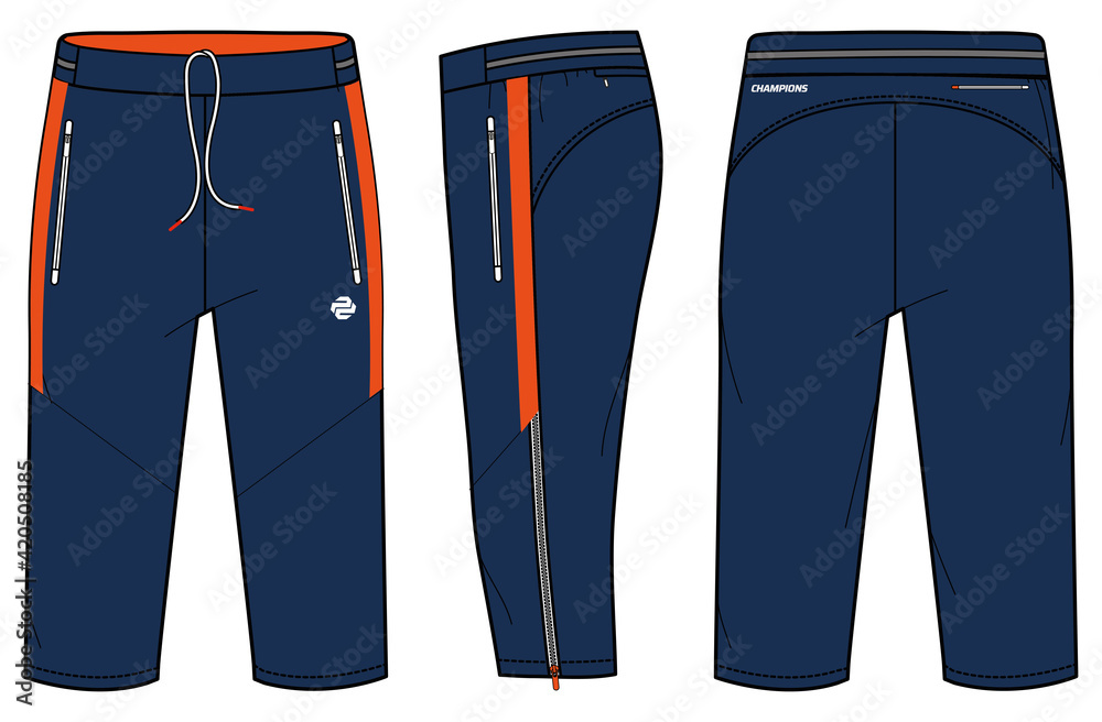 Three quarter Shorts design concept vector template, Bermuda Capri