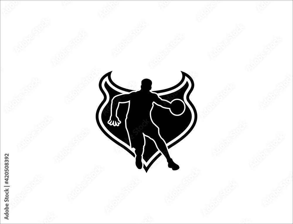 Basketball player. Illustration in the engraving style Basketball player. Illustration in the engraving style