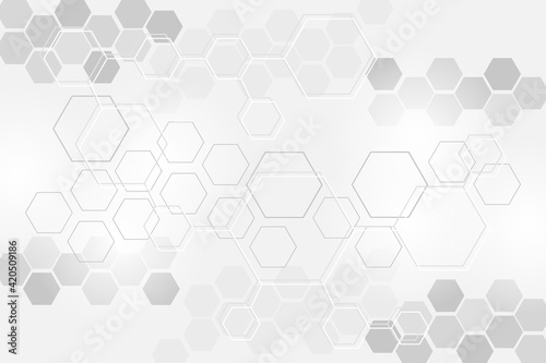 Hexagon background design. The concept of chemical engineering, genetic research, innovative technologies. Hexagonal background for digital technology, medicine, science, research and healthcare.
