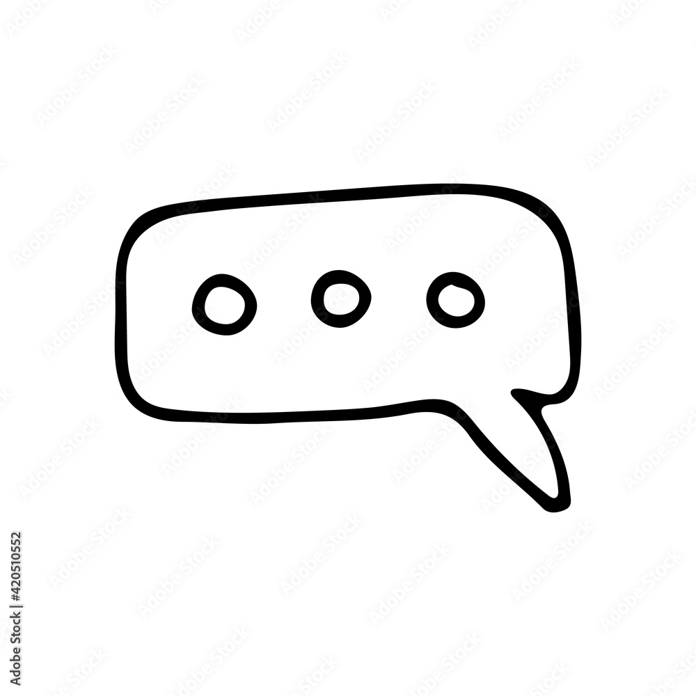 Hand drawn speech bubble in vector on white background. Doodle text bubble illustration in vector. Hand drawn talking bubble Hand drawn speech bubble in vector on white background. Doodle text bubble illustration in vector. Hand drawn talking bubble