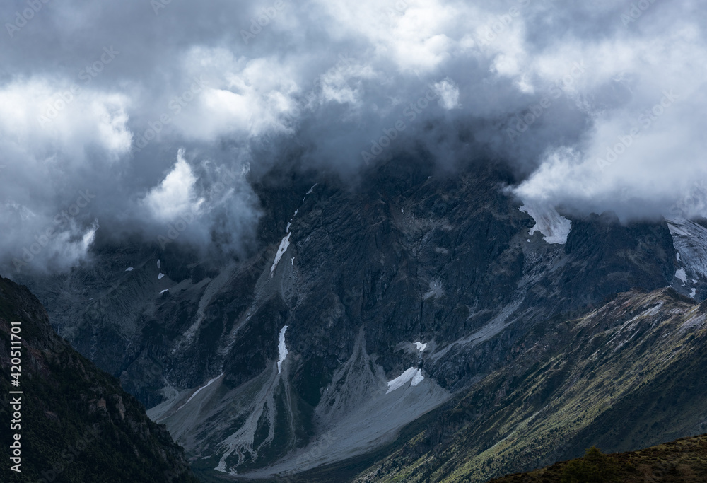 mountains and clouds along the Yunnan-Tibet route
