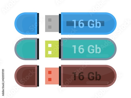 Vector USB flash drive. Vector Cartoon Graphic Illustration.