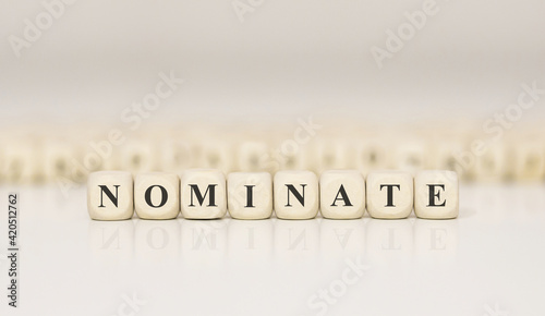 Obraz na plátne Word NOMINATE made with wood building blocks