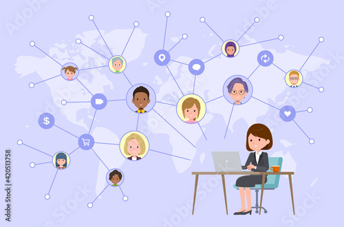 flat type business women_SNS-transmission