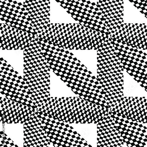 Geometric vector pattern with triangular elements. Seamless abstract ornament for wallpapers and backgrounds. Black and white patterns.