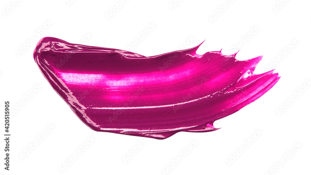 Smudged red lip gloss sample isolated Smudged red lip gloss sample isolated