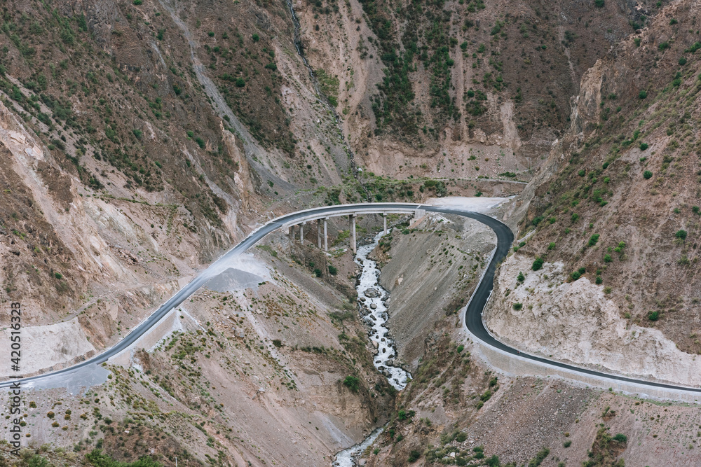 A section of tarmac road halfway up the mountain A section of tarmac road halfway up the mountain