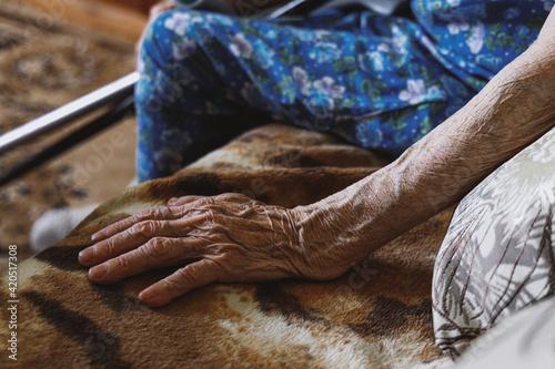 Elder female resting at home photo