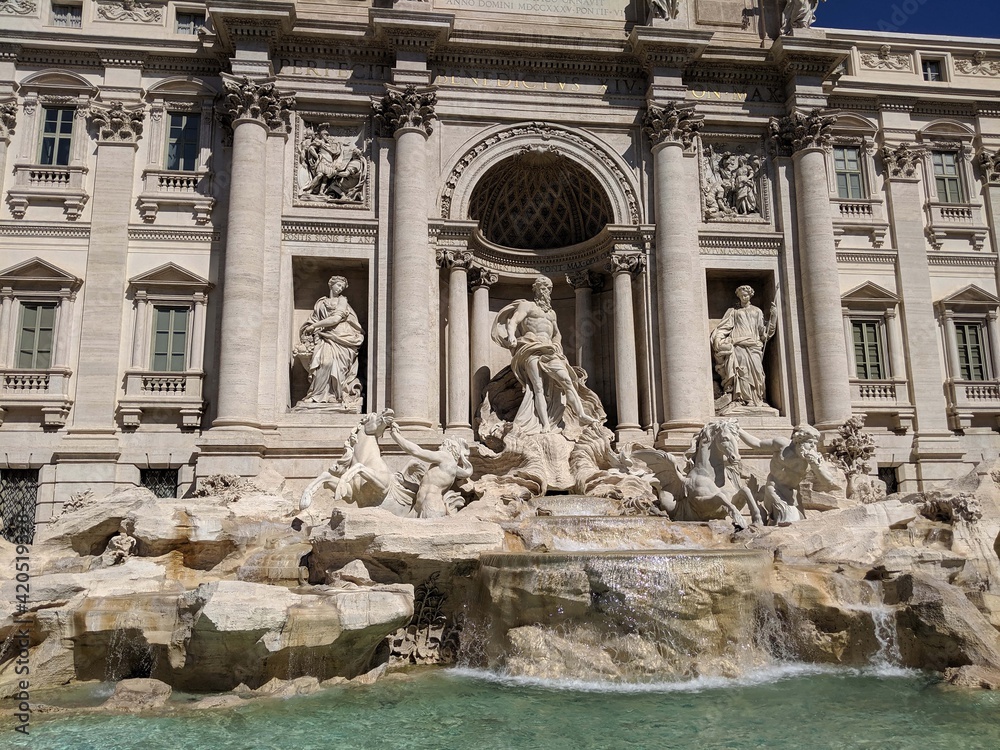 The Trevi Fountain is a fountain in the Trevi district in Rome, Italy