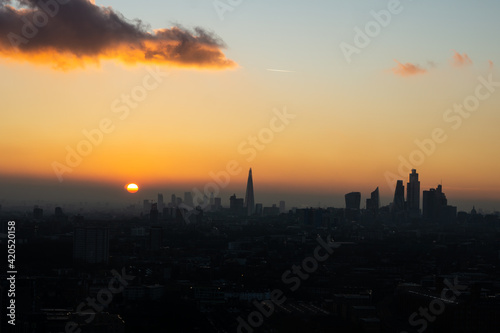 London skyline sun rise