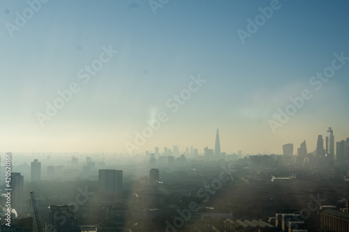 hazy London skyline