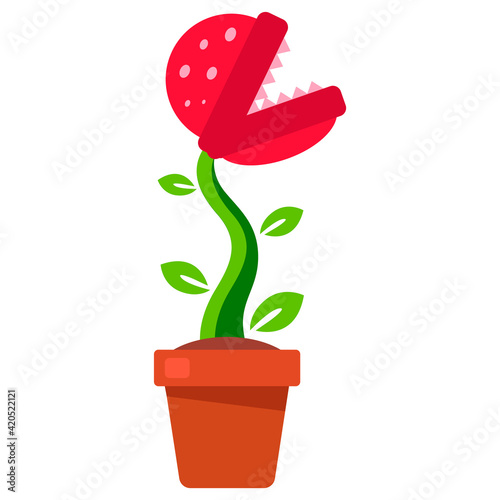 plant with teeth growing in a flower pot. flat vector illustration.