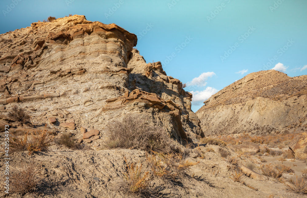 Tabernas Desert Hills Landscape in Almeria Spain