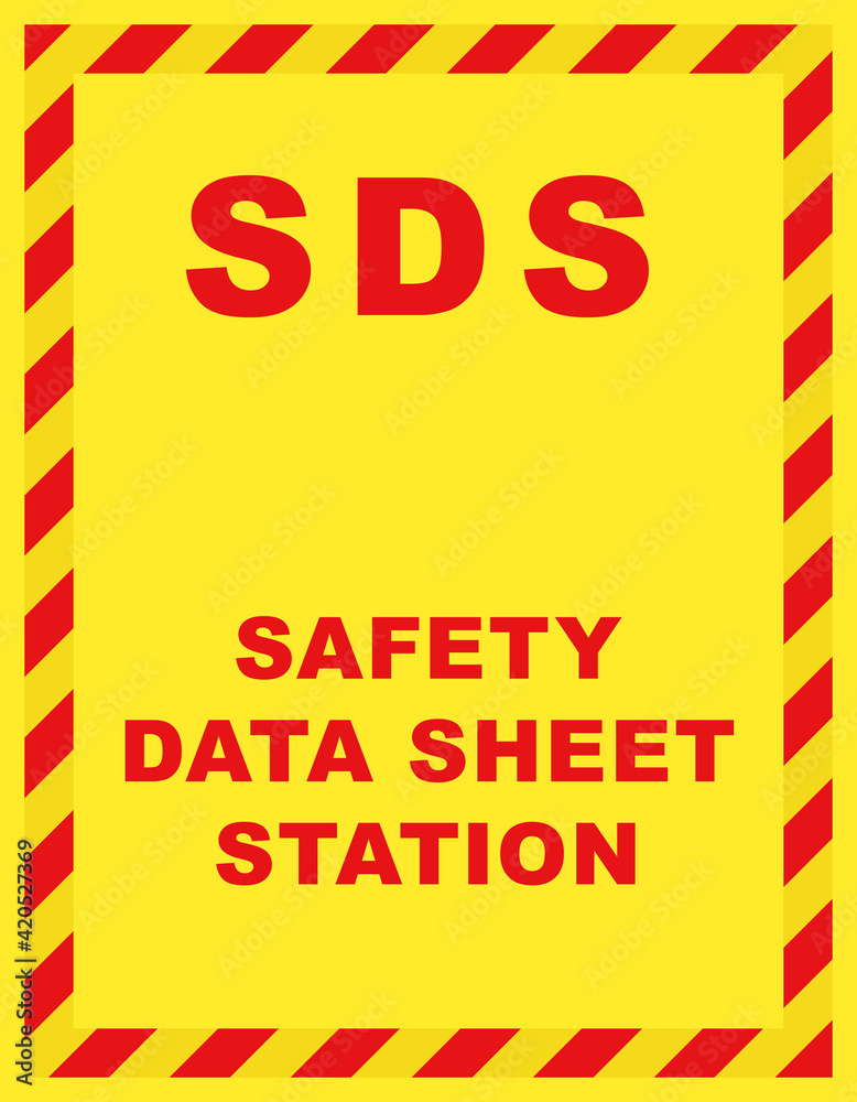 SDS Safety Data Sheet Station Wall Sign Clipart Image Stock Vector 