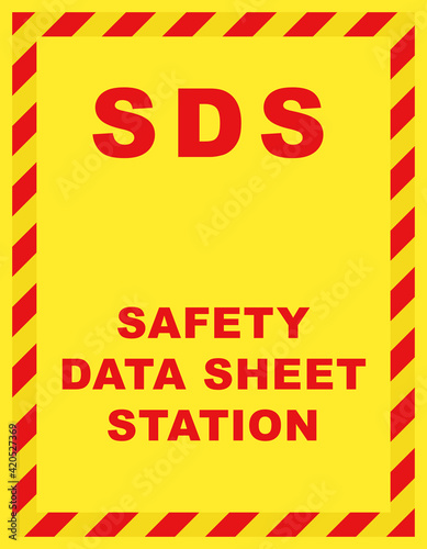SDS Safety Data Sheet Station Wall Sign. Clipart image photo