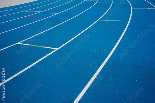 Blue Race Tracks In Sport Stadium photo