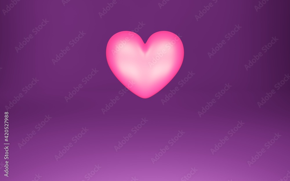 Pink heart background. 3D Render.