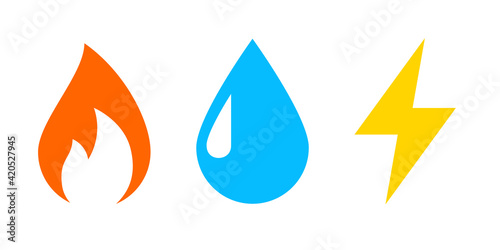 Gas Water Electricity icon. Clipart image isolated on white background photo