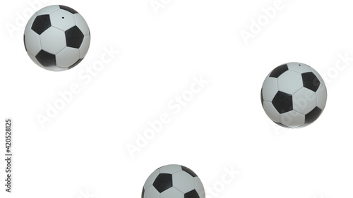 Football soccer ball falling on white background. 3d rendering