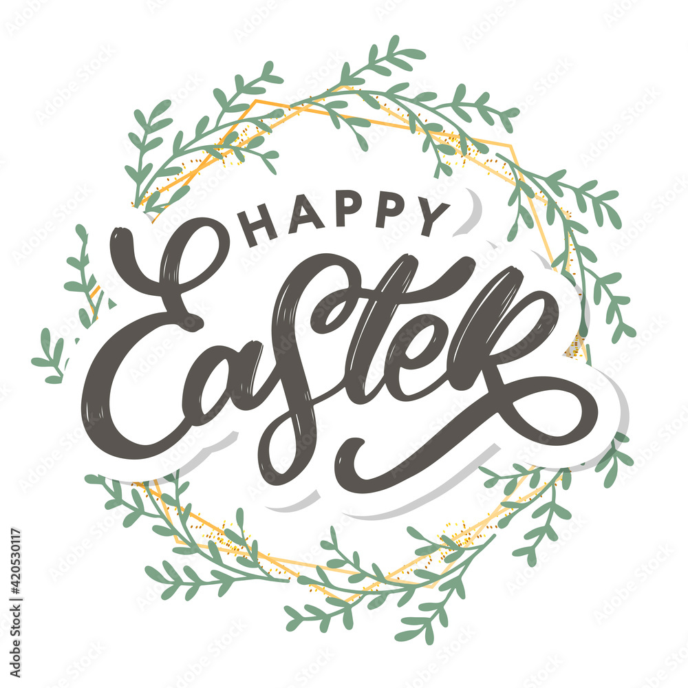 Happy Easter day background with frame flowers