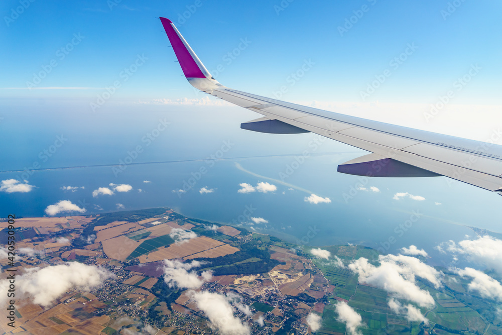 View from an airplane window to Baltic Sea View from an airplane window to Baltic Sea