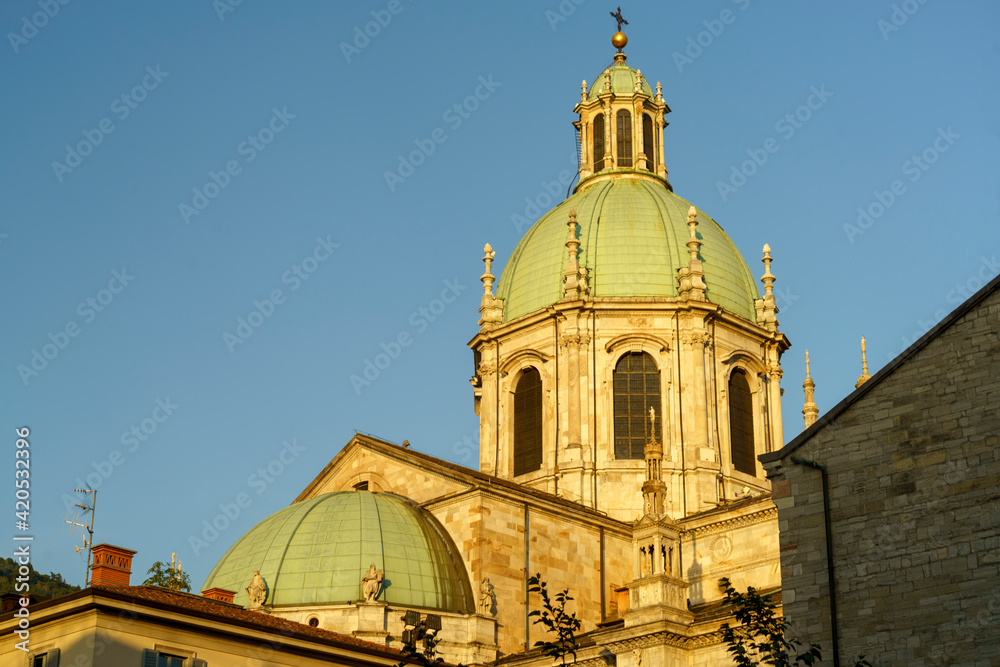 Como, Italy: historic center at evening: the cathedral