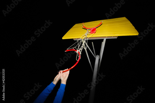 Broken basketball hoop