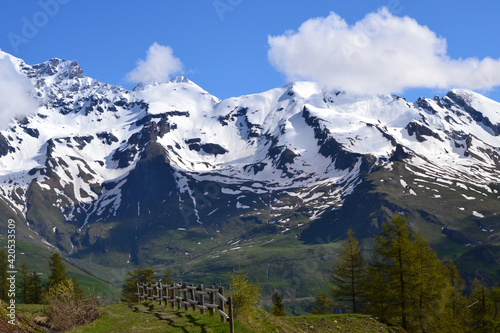 landscape with snow and mountains