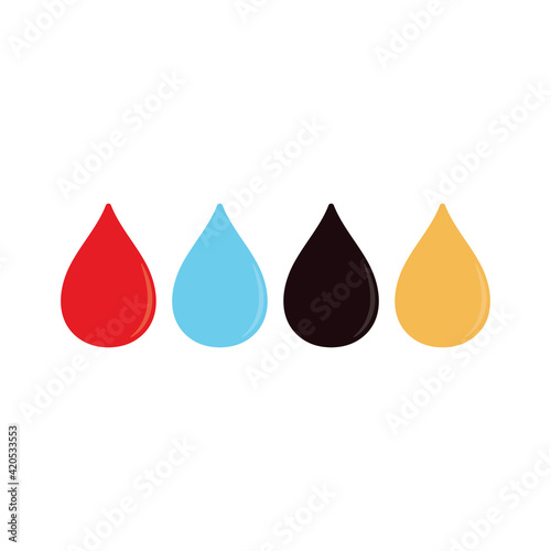 blood water oil and fuel drop set Vector illustration on white background .