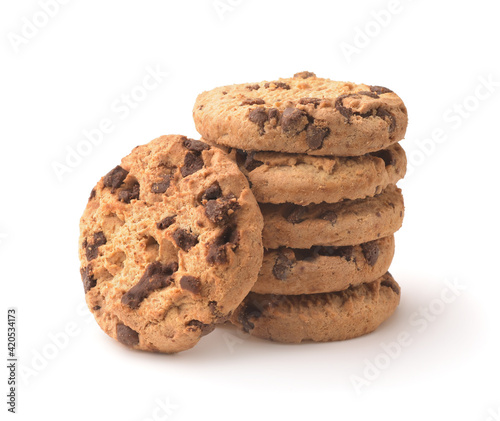 Konstfotografi Front view of stacked chocolate chip cookies