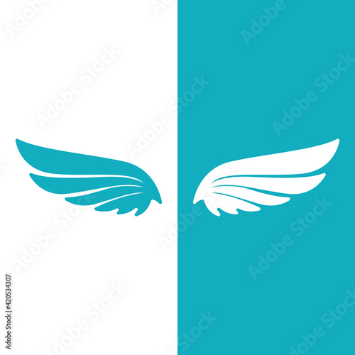 blue wings logo symbol icon vector illustration template on white background . 