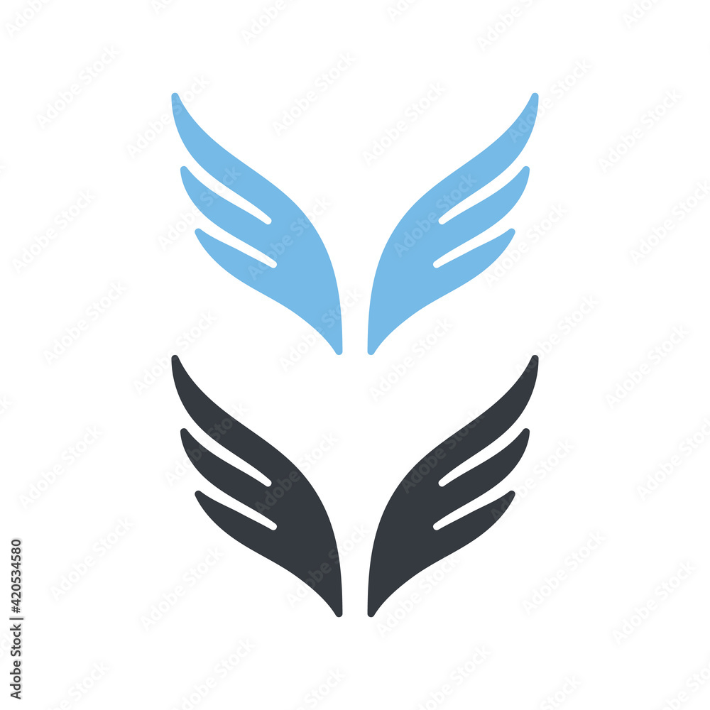 blue and black wings logo symbol icon vector illustration template on white background . 