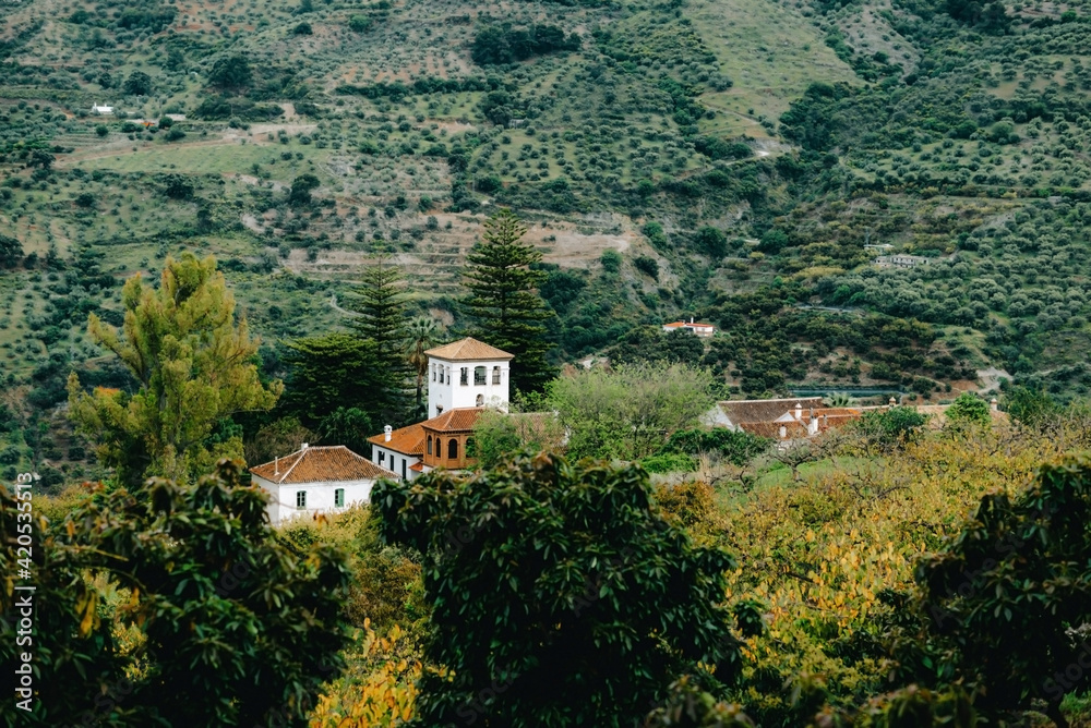 Spanish country house in Otivar in between hills, Granada Spain