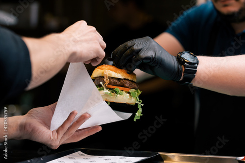 Delicious And Mouthwatering Beef Burger. photo