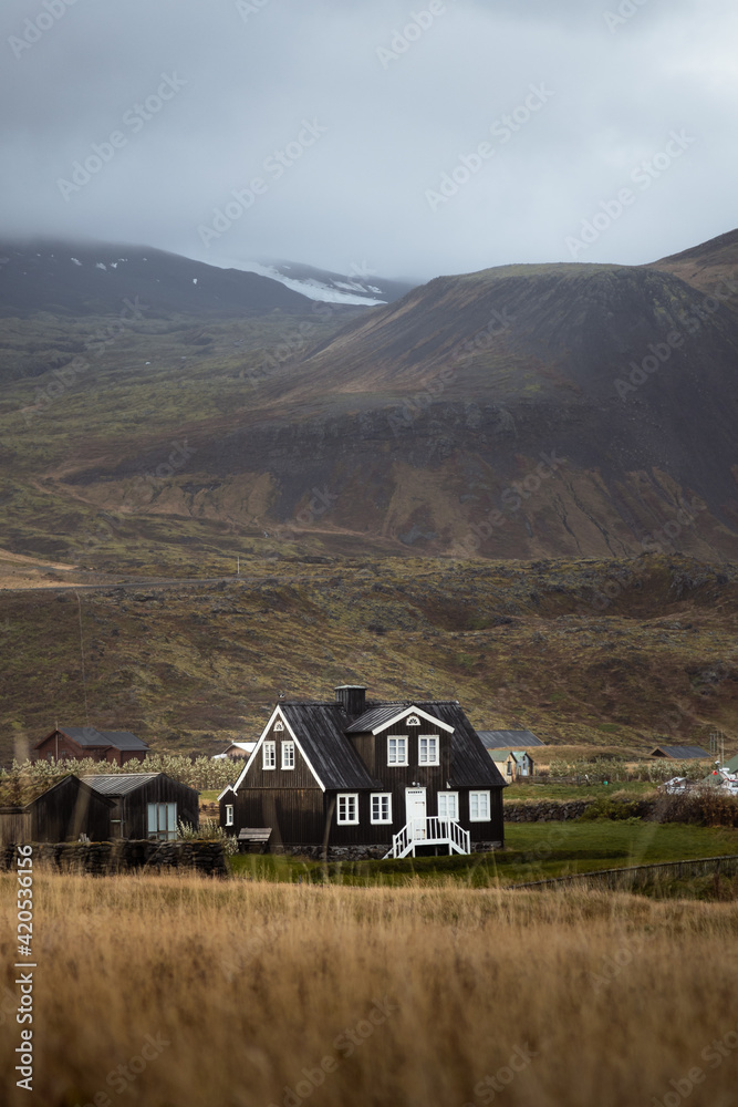 house in the mountain of Iceland