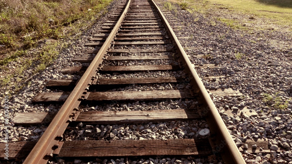 railroad tracks in the countryside