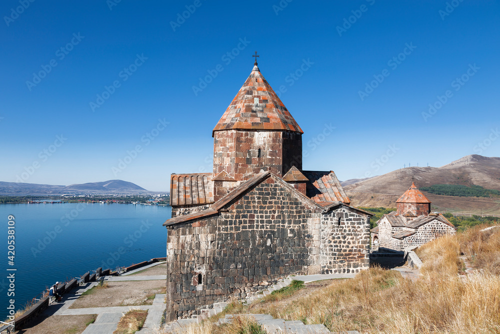 Sevanavank monastery on the North-West coast of lake Sevan, Gegharkunik province, Armenia.