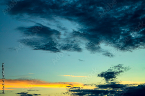 Fototapeta Naklejka Na Ścianę i Meble -  Amazing blue sunset sky. Beautiful dramatic sky.