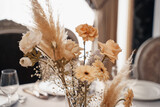 wedding decor from dried flowers in a restaurant for an event