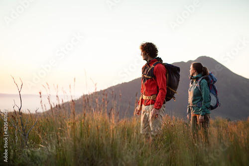Couple Hiking at sunset