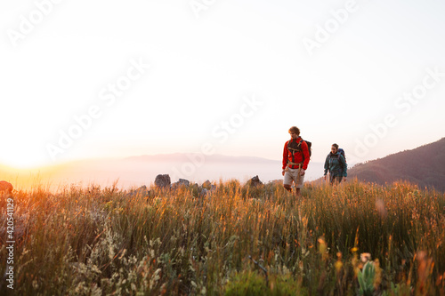 Couple Hiking at sunset
