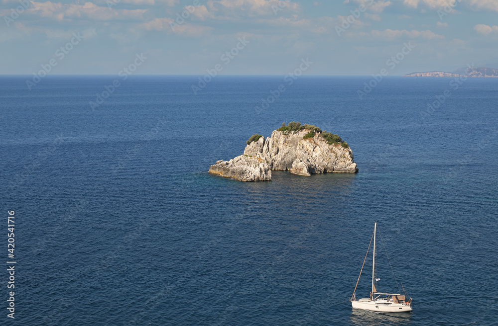 Yacht sails on the Ionian Sea Parga Greece summer season Yacht sails on the Ionian Sea Parga Greece summer season