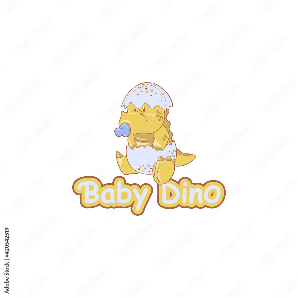 Cartoon Baby Dino, Mascot Logo Tempate, Animal Logo Cartoon Baby Dino, Mascot Logo Tempate, Animal Logo