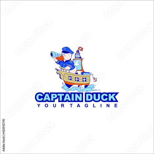 Captain Duck Mascot Logo Design, Animal Logo