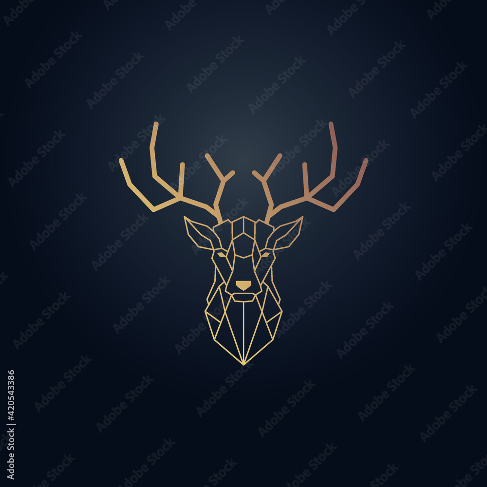 Gold effect deer head and horns vector design Gold effect deer head and horns vector design