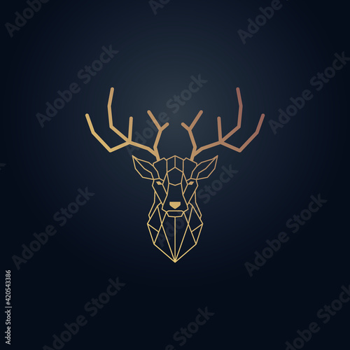 Gold effect deer head and horns vector design